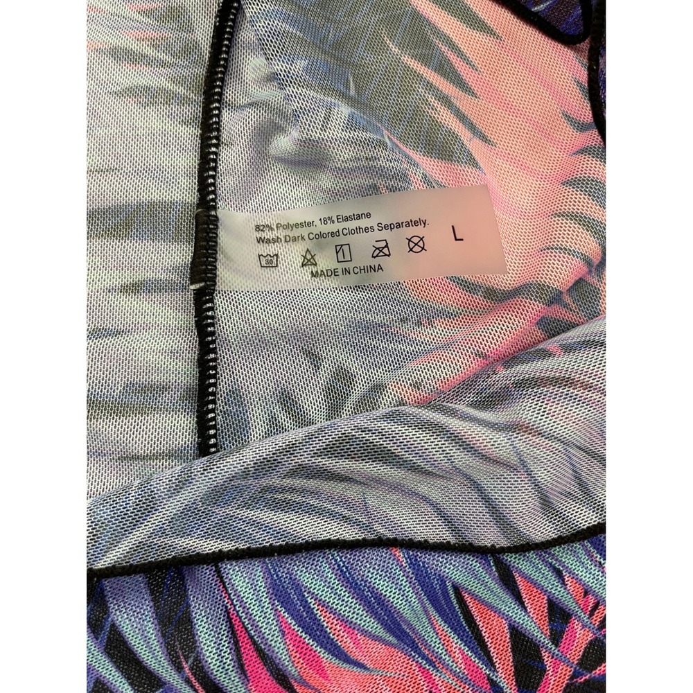 Tropical Palm Leaf Mesh Kimono Cardigan Pink Purple Blue Open Front Cover Up L - Picture 4 of 8